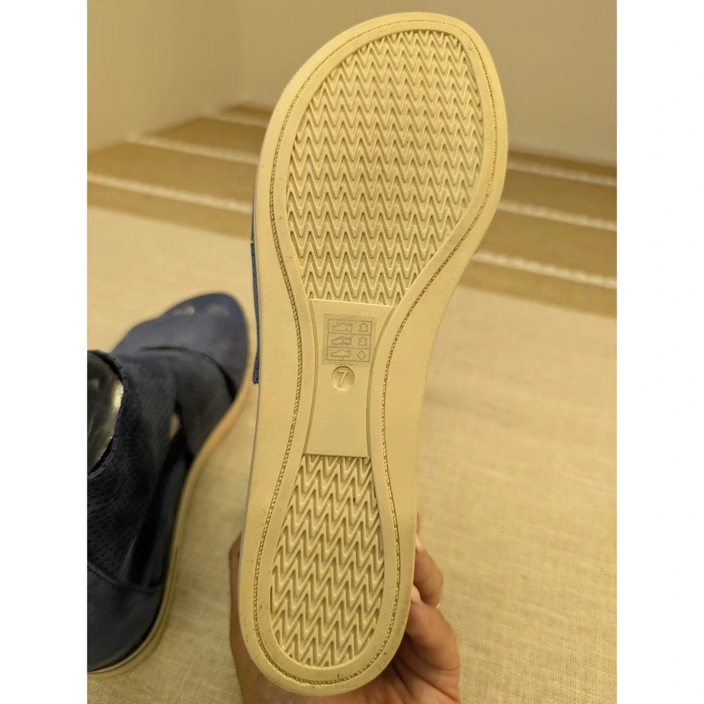 EILEEN FISHER 7 Sport Sandal In Blue Perforated Suede